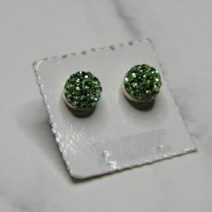 Silver(925) Green round earrings